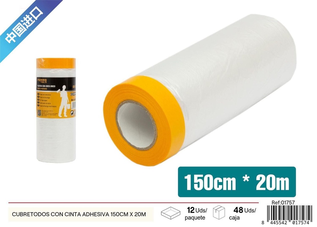 Cubretodo con cinta adhesiva 150cm x 20m