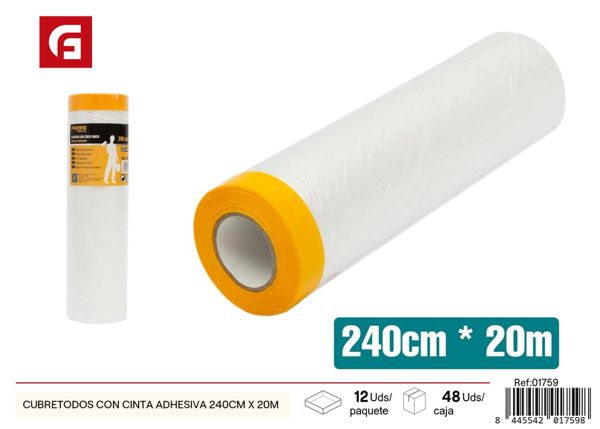 Cubretodo con cinta adhesiva 240cm x 20m para pintura