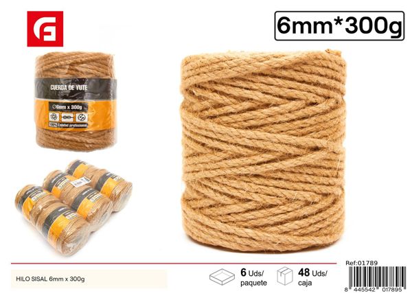 Hilo sisal natural 6mm x 300g para manualidades y jardinería