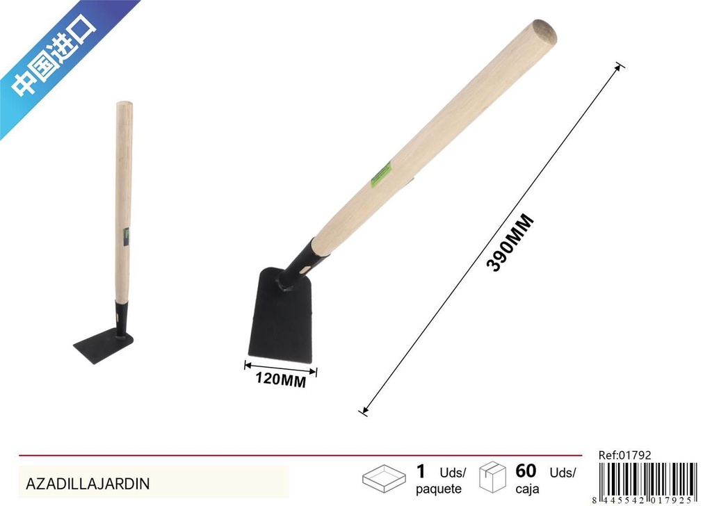 Azadilla jardín 35cm con mango de madera para jardinería