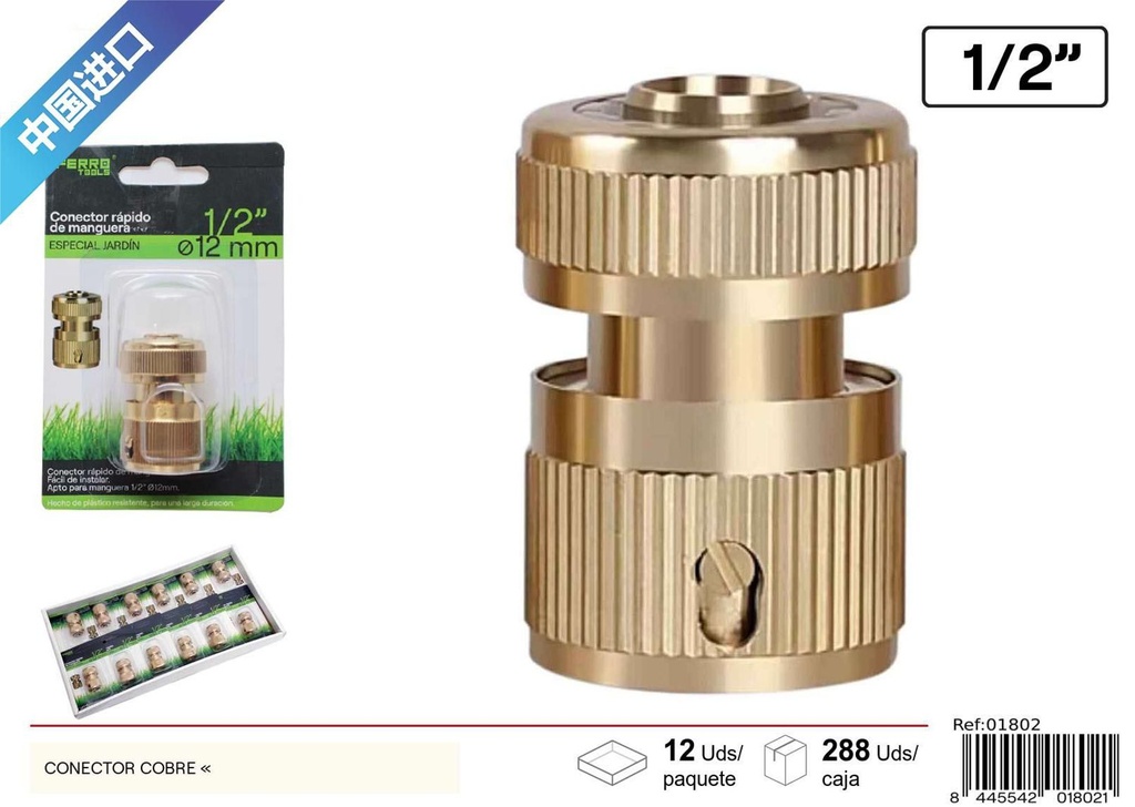 Conector de cobre ½ - Accesorios de jardín