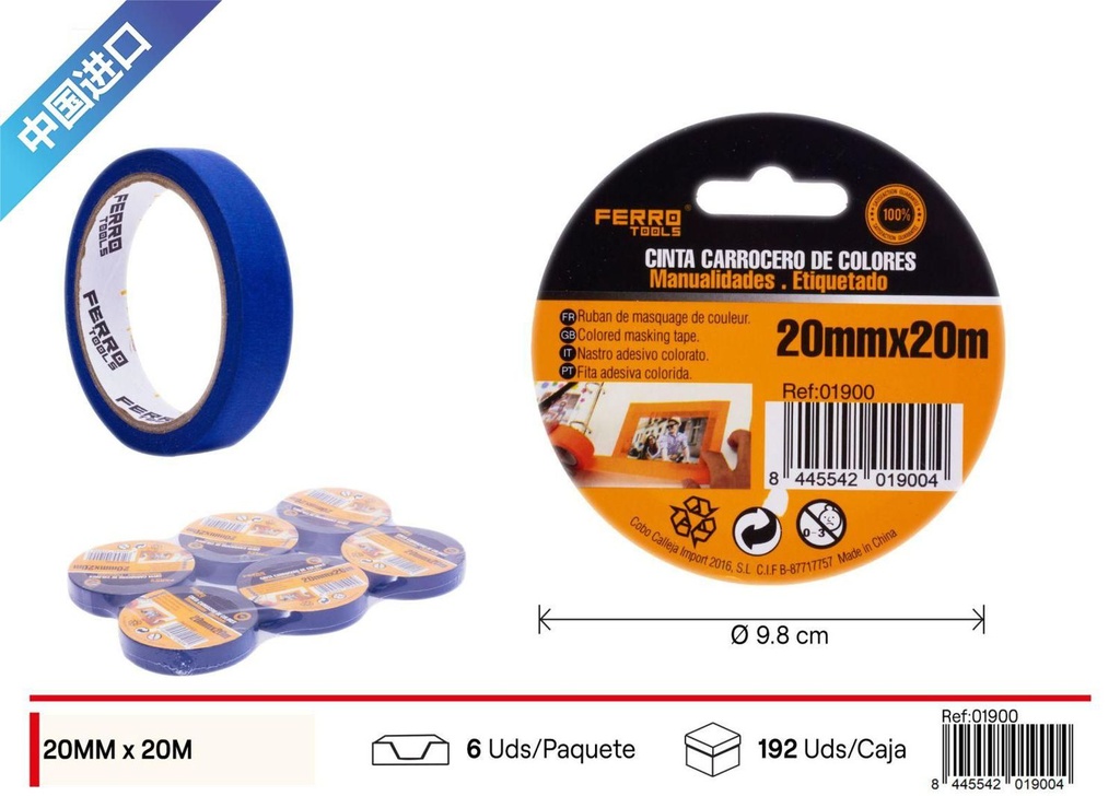 Cinta carrocero azul 20mm*20m - Cintas adhesivas