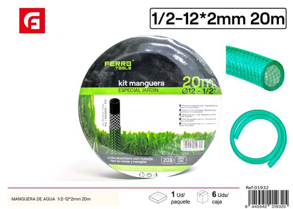 Manguera de agua 1/2-12x2mm 20m para riego