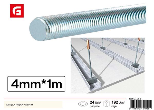 Varilla roscada galvanizada 4mm*1m para construcción y reparaciones