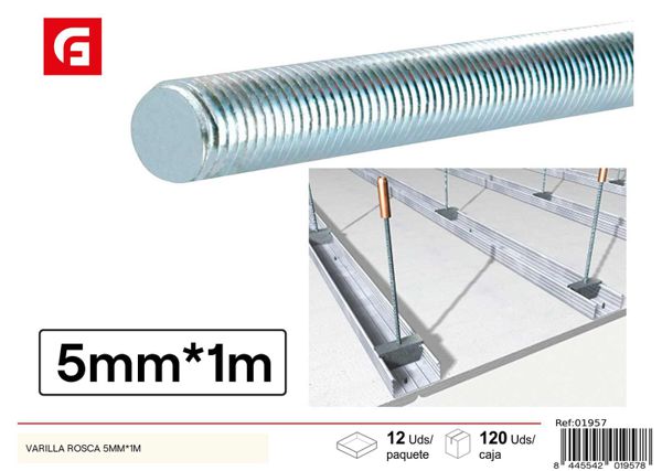 Varilla roscada 5mmx1m, sujeción y fijación