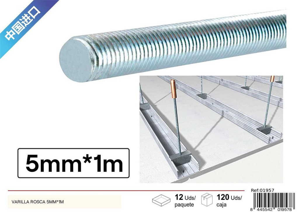 Varilla roscada 5mmx1m, sujeción y fijación