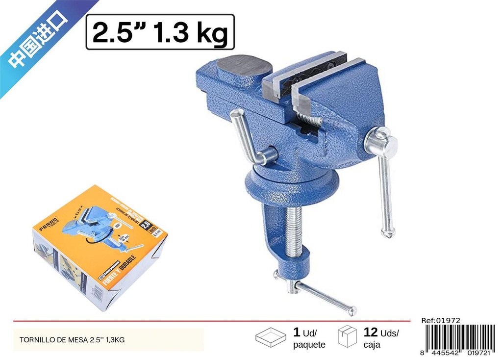 Tornillo de mesa 2.5” 1.3kg para sujeción y fijación