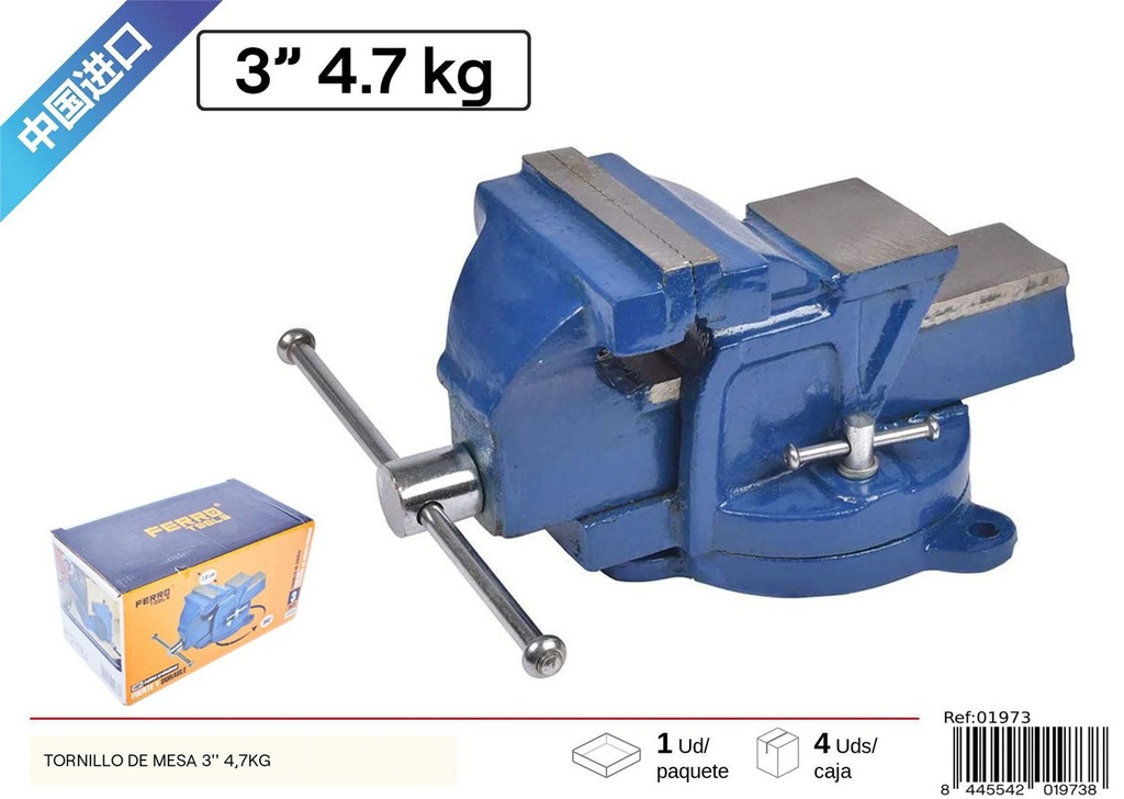 Tornillo de mesa 3'' 4.7kg para sujeción en trabajos de bricolaje