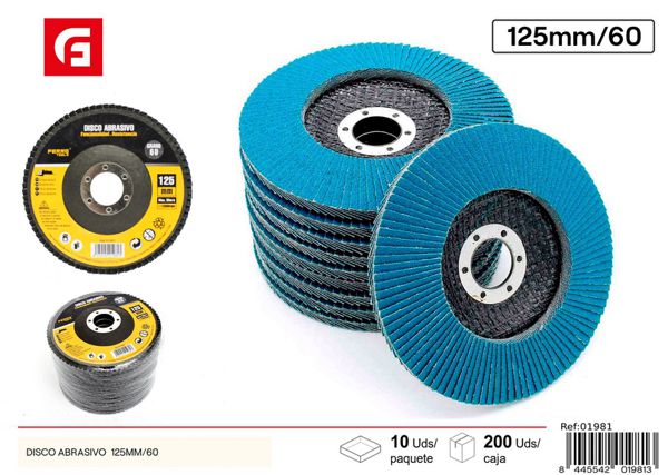 Disco abrasivo 125mm/60 grano azul para lijado y corte