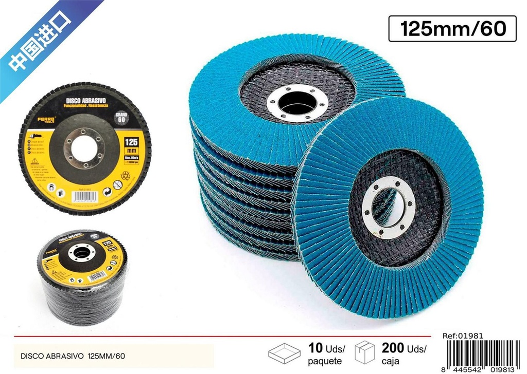 Disco abrasivo 125mm/60 grano azul para lijado y corte