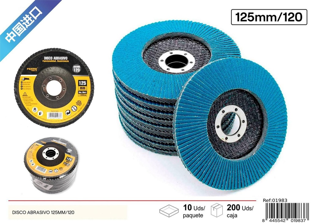 Disco abrasivo azul 125 mm/120 - Herramientas de ferretería