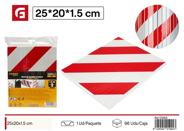 Protector de parking rojo y blanco 25x20x1.5cm para estacionamiento