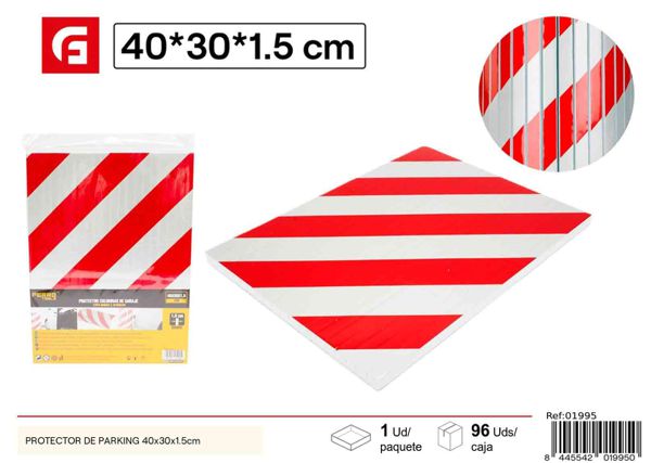 Protector de parking rojo y blanco 40x30x1.5cm para garajes y coches