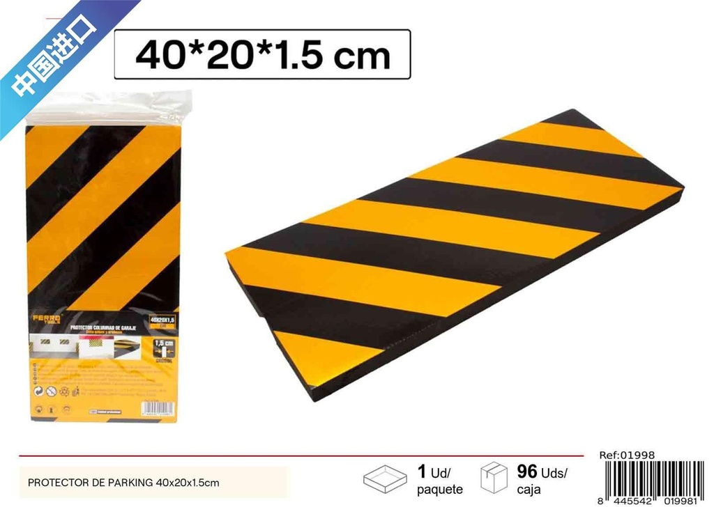 Protector de parking amarillo y negro 40x20x1.5cm para seguridad