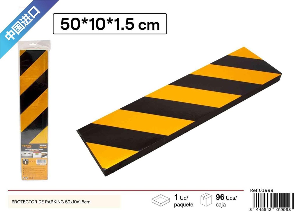 Protector de parking amarillo y negro 50x10x1.5cm para protección del coche