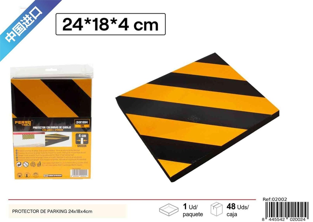 Protector de parking amarillo y negro 24x18x4cm para automóviles