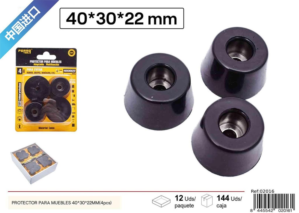 Protector para muebles de goma 40x30x22mm (4pcs) - Accesorios para mesas