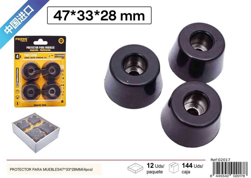 Protector para muebles con almohadilla 47*33*28 mm (4 piezas) - Ferretería