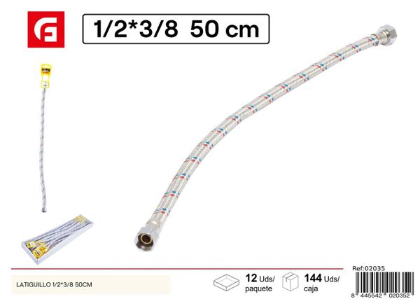 Latiguillo para grifos 1/2x3/8 50cm, accesorio de fontanería