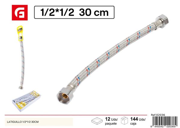 Latiguillo 1/2 x 1/2 30cm para fontanería