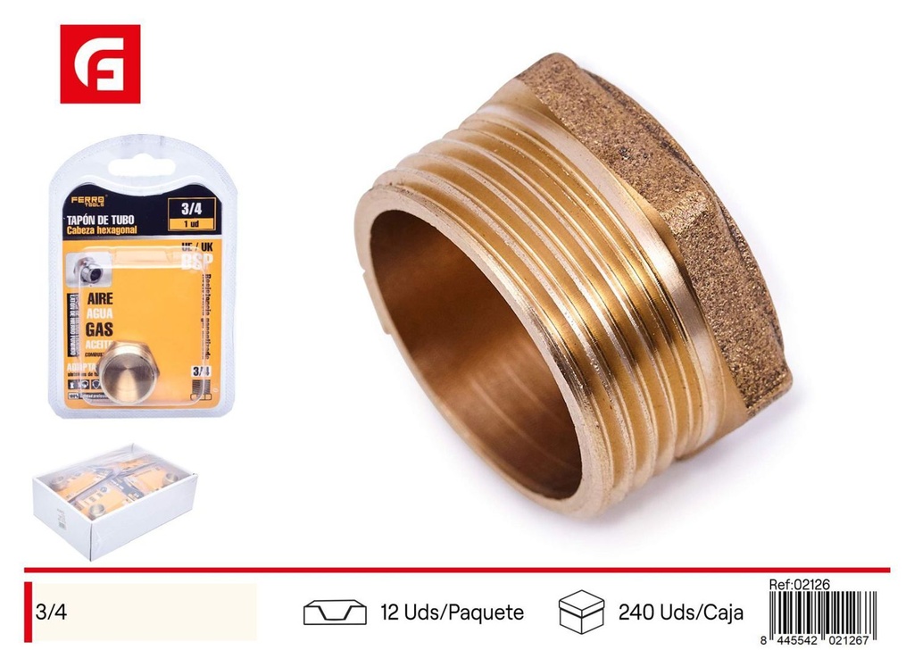 Tapon de tubo de cobre M3/4 - Accesorios de fontanería