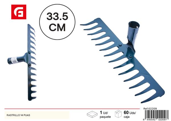 Rastrillo 14 púas para jardín