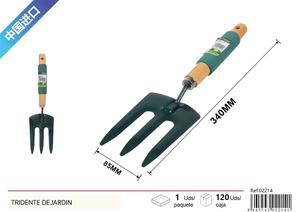 Tridente de jardín con mango de esponja para jardinería