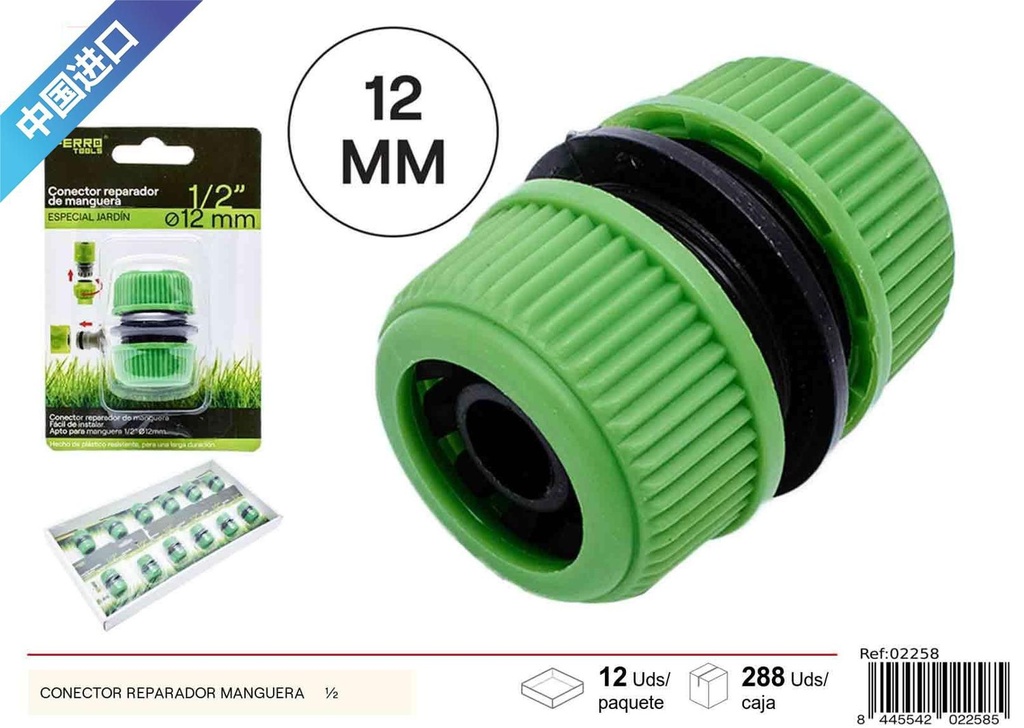 Conector reparador de manguera 1/2" para jardín