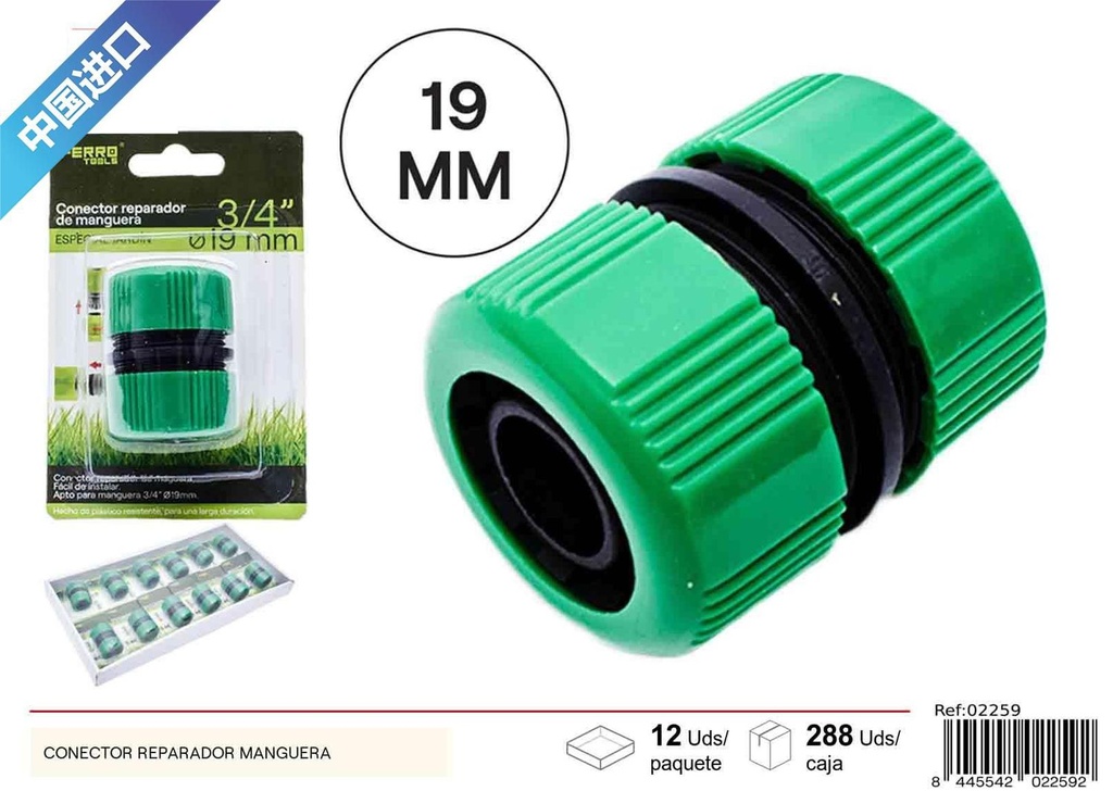 Conector reparador de manguera ¾ para jardín