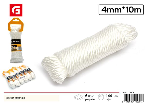 Cuerda PE blanca 4mm*10m para uso múltiple y resistente