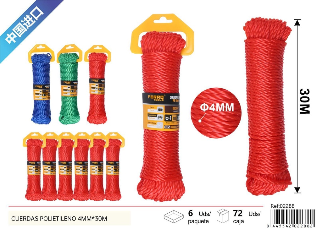 Cuerdas de polietileno 4mm*30m - Herramientas de ferretería