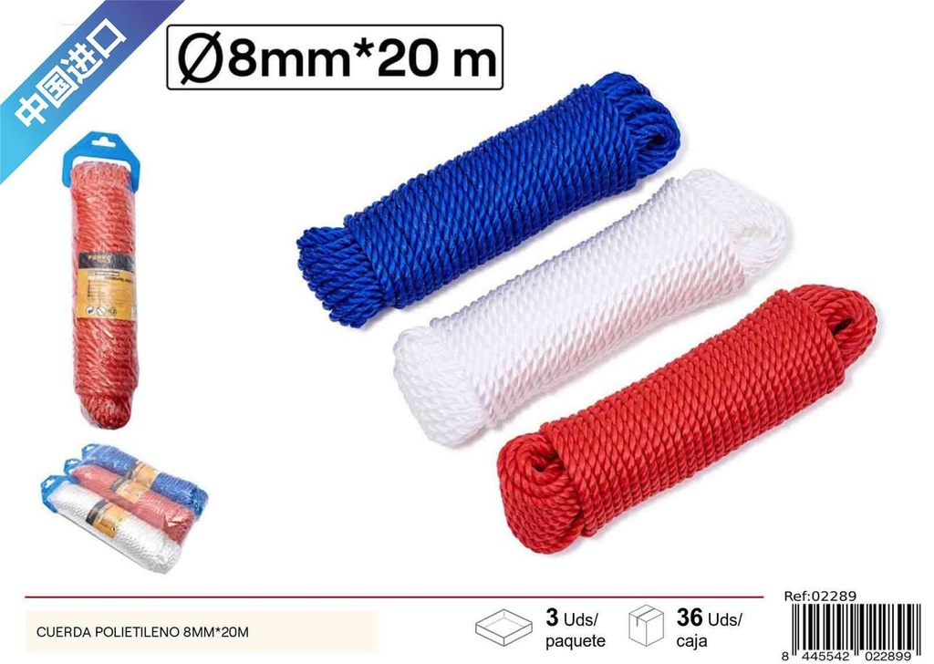 Cuerda de polietileno 8mm x 20m - Herramientas de ferretería