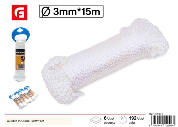 Cuerda poliéster 3mm x 15m para bricolaje