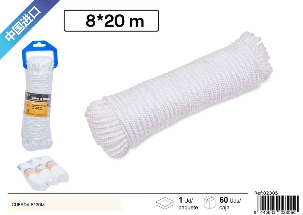 Cuerda de nylon 8*20m blanca