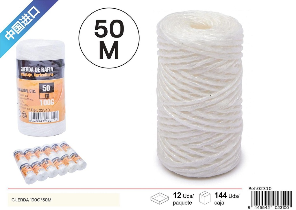 Cuerda 100g x 50m para sujeción y bricolaje