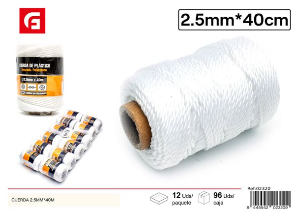 Cuerda 2.5mmx40m blanca para usos diversos