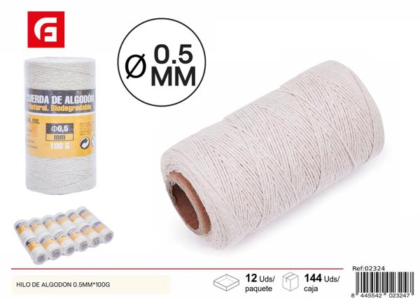 Hilo de algodón natural 0.5mm 100g para manualidades