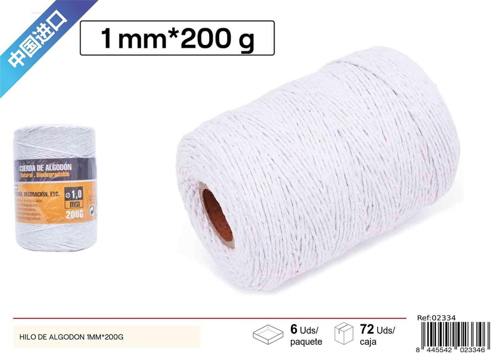 Hilo de algodón 1mm*200g para costura y manualidades