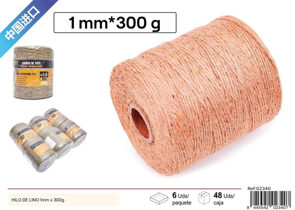 Hilo de lino 1mm x 300g para bricolaje