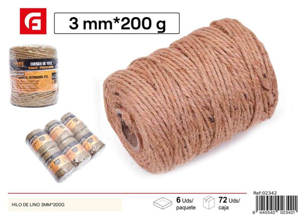 Hilo de lino 3mm x 200g para manualidades y bricolaje