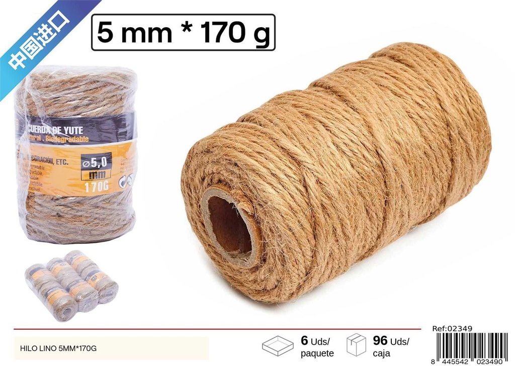 Hilo de lino 5mm 170g para manualidades y bricolaje