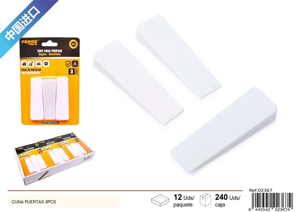 Cunas para puertas blancas 3 piezas - Artículos de ferretería