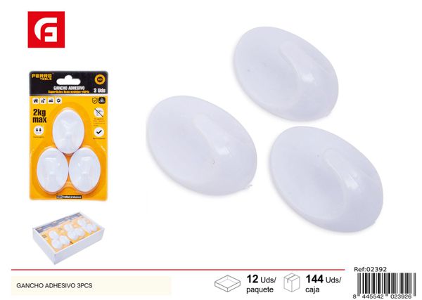 Gancho adhesivo blanco 3pcs para colgar