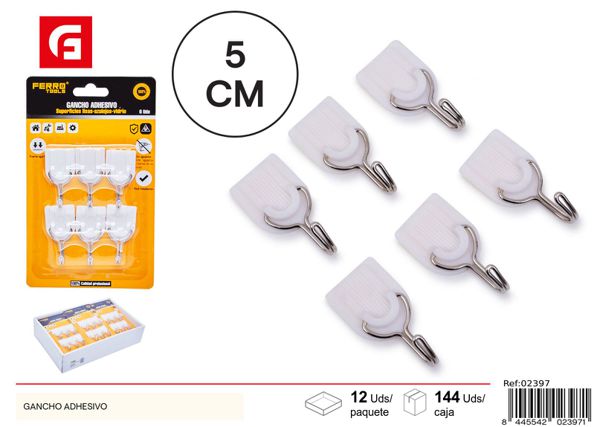 Gancho adhesivo blanco 6pcs para colgar objetos