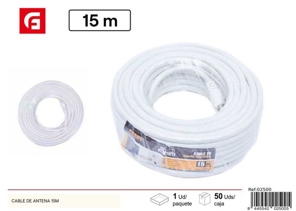 Cable de antena 15m blanco para conexión de TV