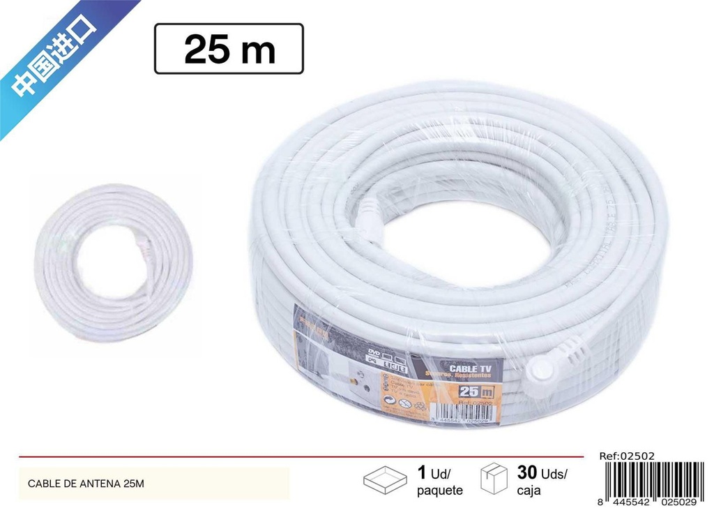 Cable de antena blanco 25 m - Suministros eléctricos