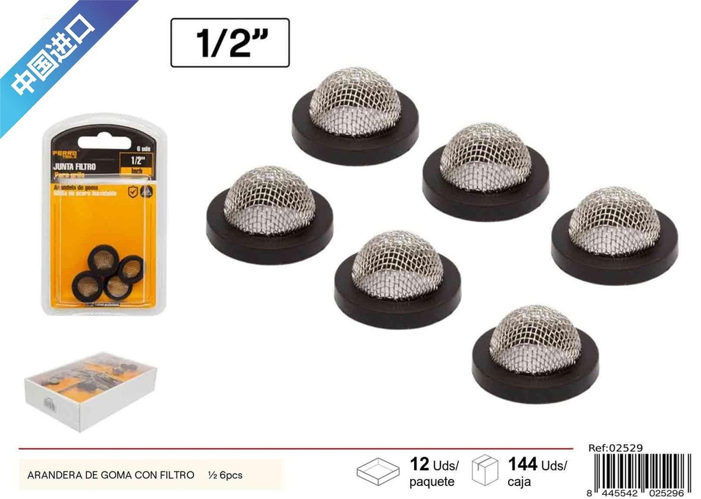 Arandela de Goma con Filtro ½ 6Pcs - Accesorios de Fontanería