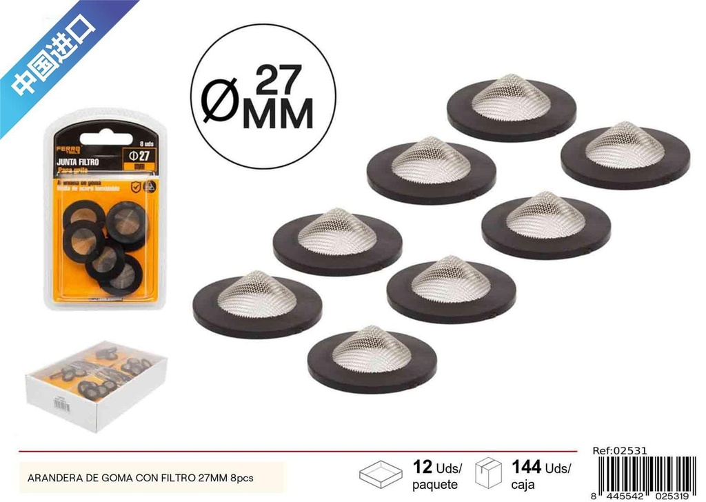 Arandela de goma con filtro 27 mm 8 pcs - Accesorios de fontanería