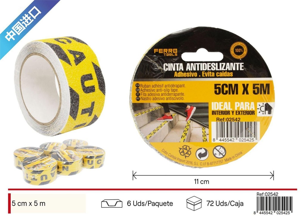 Cinta adhesiva antideslizante 5cm*5m para seguridad