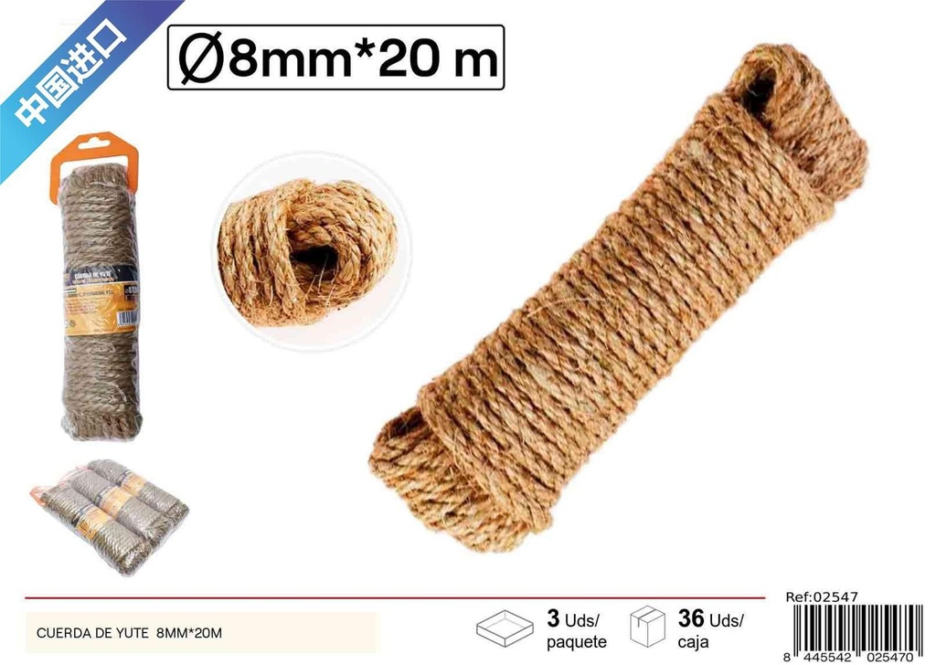 Cuerda de sisal 8mm x 20m para bricolaje